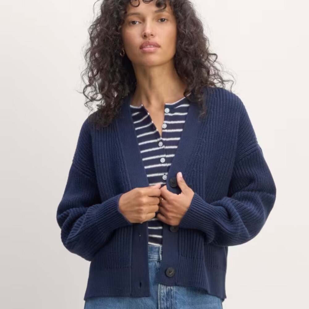 Everlane Dark Blue Cotton Cardigan